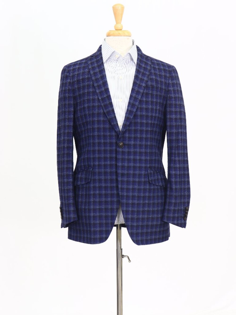 ETRO 42R Navy Blazer Sport Coat Jacket 2-Button Check W760